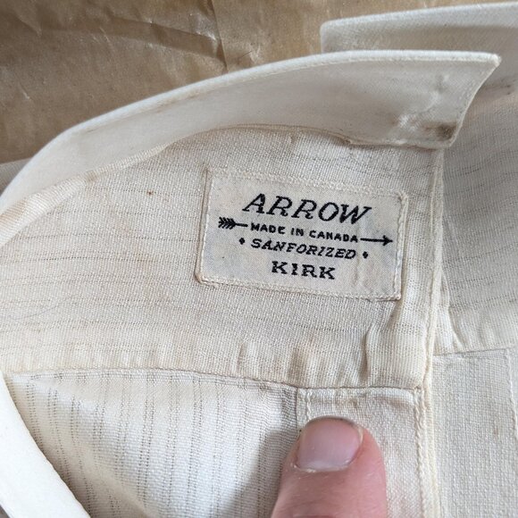1930s OPEN BACK Arrow Kirk Canada Sanforized Formal Shirt, Starched White Bib - Picture 3 of 10